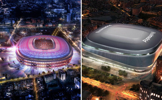 As diferenças entre o Novo Camp Nou e o Novo Santiago Bernabéu