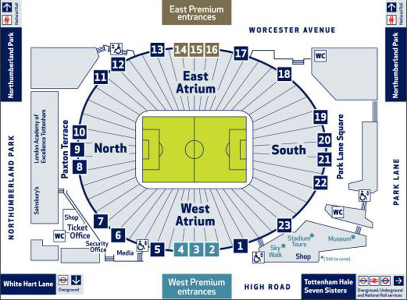 Tottenham Hotspur Stadium Setores